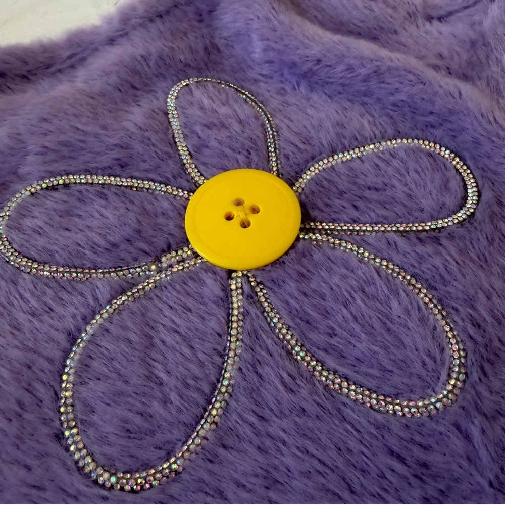 For Love & Lemons Finley Mini Purple Fur Flowers Dress Size XS - Picture 9 of 11